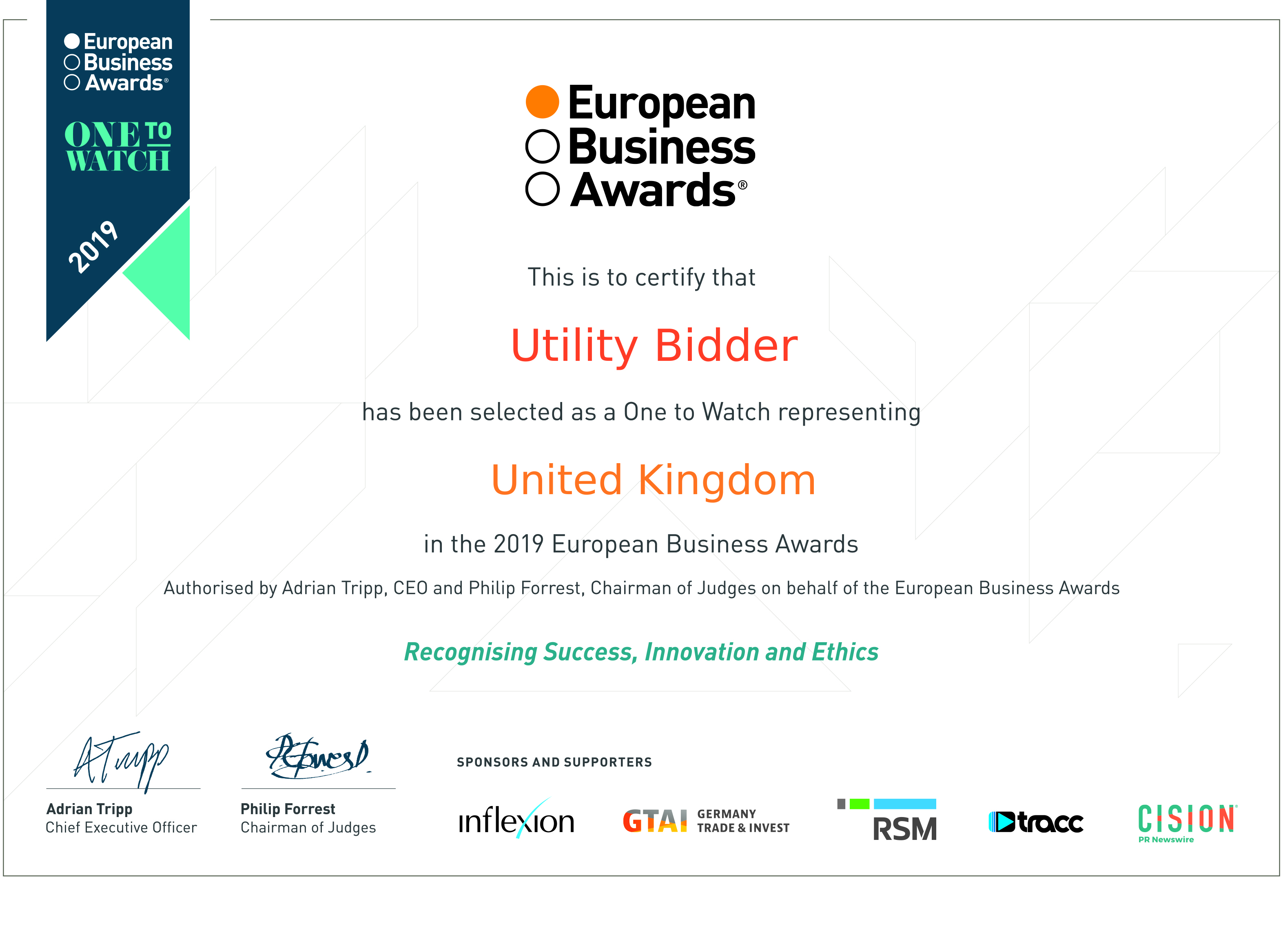 Utility Bidder named as one of Europe’s best in first ever ‘Ones to Watch’ list